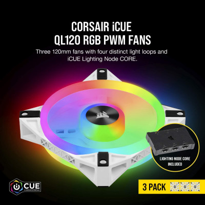  مروحة ثلاثية iCUE QL120 RGB 120mm PWM White من كورسير