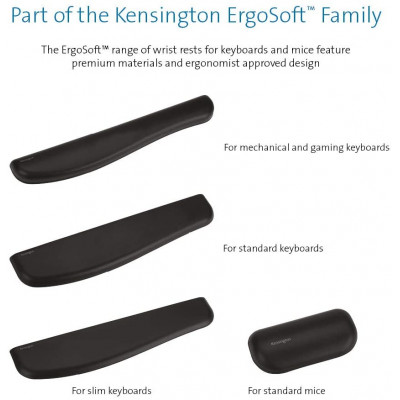 مسند المعصم ErgoSoft للوحات المفاتيح الميكانيكية والألعاب من كنسينغتون ، أسود