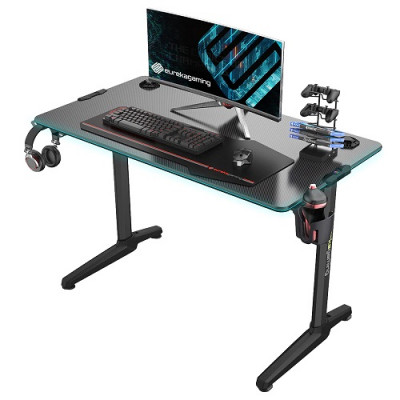 طاولة كمبيوتر الألعاب Eureka Ergonomic Colonel Series GIP 44'' Esports Computer Desk With Fiber Optic RGB Lighting