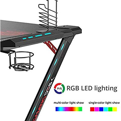 طاولة كمبيوتر الألعاب Eureka Ergonomic Z1-S PRO Gaming Desk With RGB Lights - Black