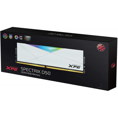 ذاكرة سطح المكتب  XPG DDR4 D50 RGB 16 جيجابايت (2 × 8 جيجابايت) 3200 ميجاهرتز PC4-25600 U-DIMM 288 - أبيض