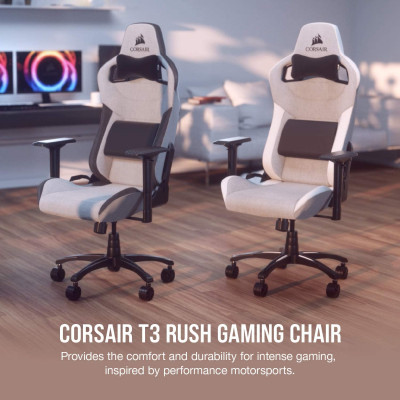كورسير | كرسي الألعاب T3 RUSH رمادي / أبيض | CF-9010030-WW
