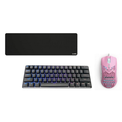Bundle 4 | Model O Minus - Matte Pink  + Kraken-Mechanical Keyboard-Red + Glorious Extended -Stealth Mousepad