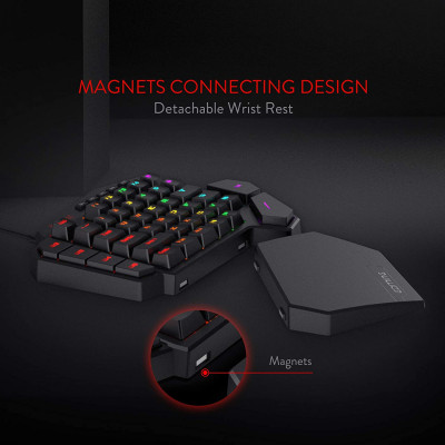 ريدراجون | لوحة مفاتيح الألعاب | لوحة مفاتيح الألعاب الاحترافية K585 DITI بيد واحدة RGB Type-C مع 7 مفاتيح ماكرو مدمجة