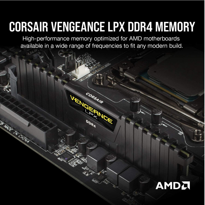 كورسير |بطاقة ذاكرة |  VENGEANCE® LPX 16GB (2 x 8GB) DDR4 DRAM 3600MHz C18  - Black | CMK16GX4M2D3600C18