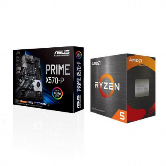ASUS - AMD | Prime-X570-Pلوحة أم  + Ryzen 5 5600X 3.7/4.6Ghz 35MB Processor | 90MB11N0-M0EAY0 + 100100000065BOX