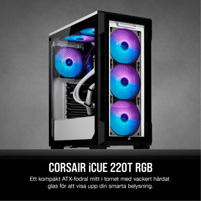 كورسير | صندوق للكمبيوتر  | iCUE 220T RGB Tempered Glass Mid-Tower  White | CC-9011191-WW