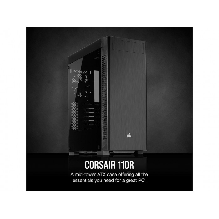 كورسير  |  صندوق الكمبيوتر   |  110R Tempered Glass Mid Tower ATX Black  | CC-9011183-WW