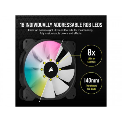 كورسير  |مروحة | iCUE SP140 RGB ELITE Performance 140mm PWM Dual Fan Kit with Lighting Node CORE | CO-9050111-WW