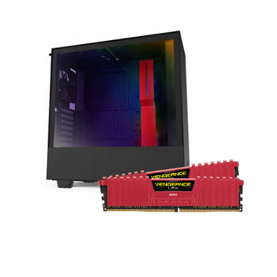 NZXT صندوق الكمبيوتر من  H510i  مع مجموعة ذاكرة من كورسير VENGEANCE® LPX 16GB (2 x 8GB) DDR4 DRAM 3200MHz C16 Memory Kit - احمر