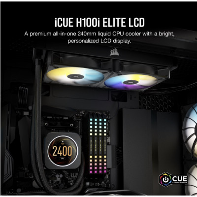 كورسير | مبرد الوحدة المركزية| iCUE H100i ELITE LCD Display Liquid CPU Cooler | CW-9060061-WW