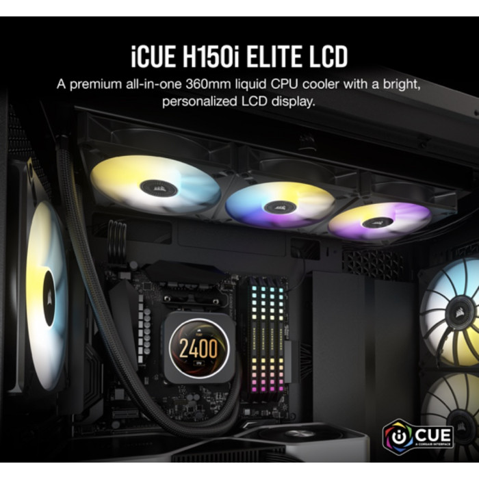 كورسير | مبرد الوحدة المركزية | iCUE H150i ELITE LCD Display Liquid CPU Cooler | CW-9060062-WW