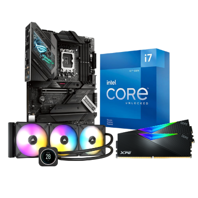 Complete Upgrade Kit for Intel PC - Z590-Fلوحة أم  with Core i7-12700KF , Lancer DDR5 5200MHz RAM and iCUE H150i Display Liquid CPU Cooler