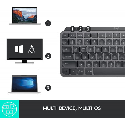 لوجيتك | لوحة المفاتيح | MX Keys Mini Minimalist Wireless Illuminated Keyboard, Arabic Layout Graphite | 920-010503