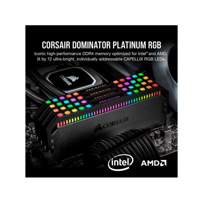 كورسير | ذاكرة | DOMINATOR® PLATINUM RGB 64GB (2x32GB) DDR5 DRAM 5200MHz C40 Memory Kit — Black | CMT64GX5M2B5200C40