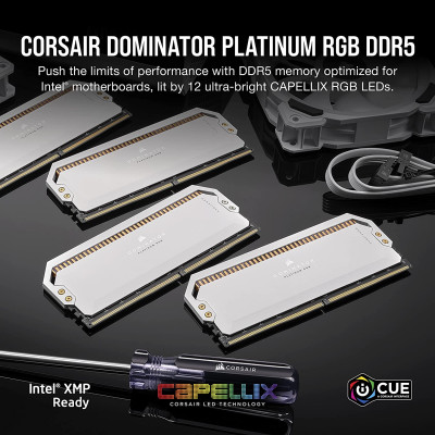 كورسير | ذاكرة | DOMINATOR® PLATINUM RGB 32GB (2x16GB) DDR5 DRAM 5600MHz C36 Memory Kit — White | CMT32GX5M2B5600C36W