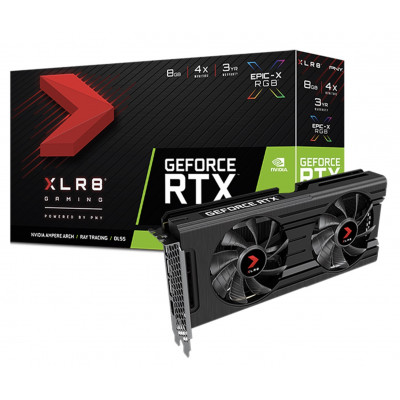 بي ان واي | بطاقات الشاشة | GeForce RTX 3050 8GB XLR8 Gaming REVEL EPIC-X RGB Dual Fan Edition | VCG3508DFXPPB