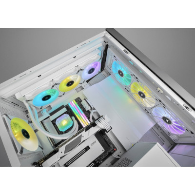 كورسير | مروحة | iCUE ML140 RGB ELITE Premium 140mm PWM مجموعة مراوح مزدوجة بيضاء مع عقدة إضاءة iCUE CORE | CO-9050119-WW