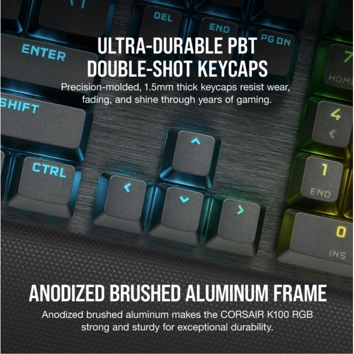 كورسير | لوحة مفاتيح الألعاب الميكانيكية K100 RGB - لون ذهبي  (AR) | CH-912A21A-AR