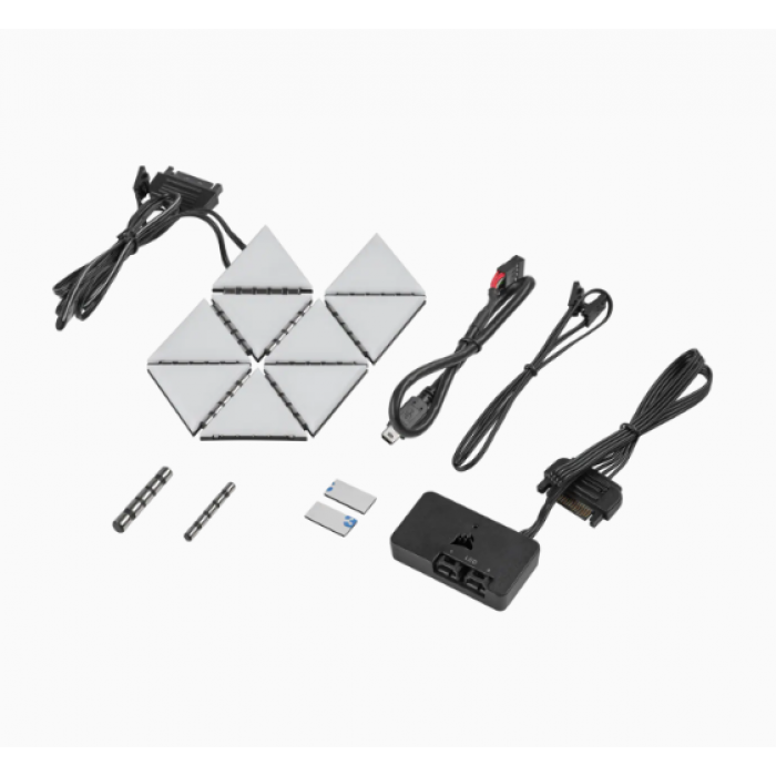 كورسير | iCUE LC100 Case Accent Lighting Panels — Mini Triangle — 9x Tile Starter Kit | CL-9011114-WW