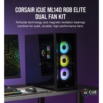 كورسير | iCUE ML140 RGB ELITE Premium 140mm PWM  Dual Fan Kit with iCUE Lighting Node CORE fan | CO-9050115-WW