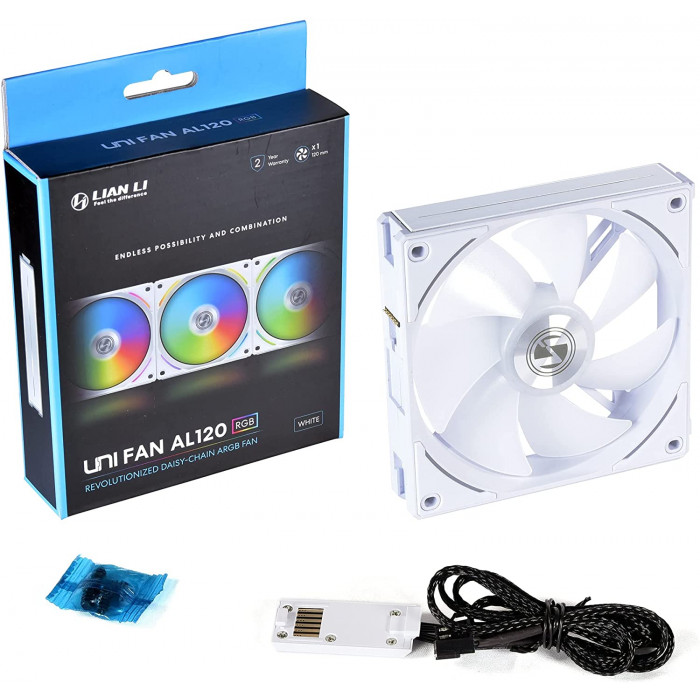 Lian Li | UNI FAN AL120 Digital Addressable RGB 120 Fan ، حزمة واحدة ، أبيض |12AL1W
