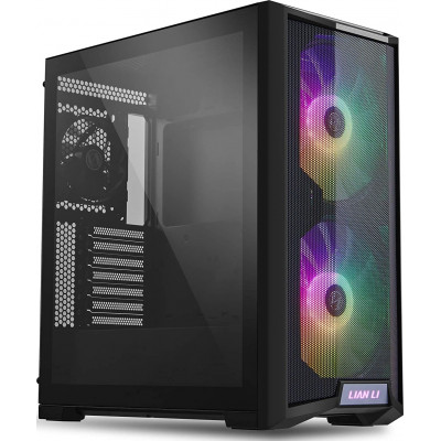 ليان لي | 215 صندوق كمبيوتر من الزجاج المقوى ATX (2 x200mm 800 RPM ARGB fan ، 1x120mm 1000RPM fan) - أسود | G99.LAN215X.00
