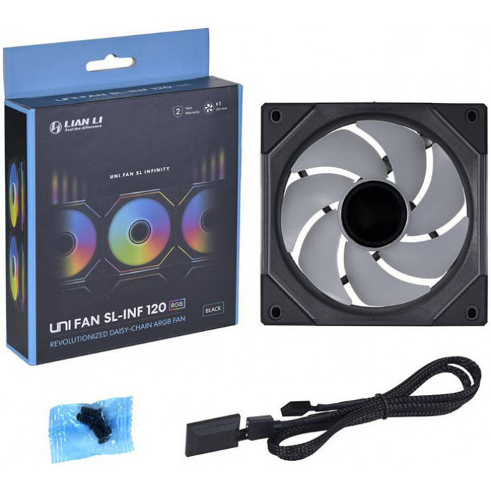 ليان لي  | مروحة الكمبيوتر | SL-Infinity 120 RGB Single Pack UNI Fan, Low Noise Level at High RPM, Quick Pin Connection, 40 LEDs, Black | G99.12SLIN1B.00