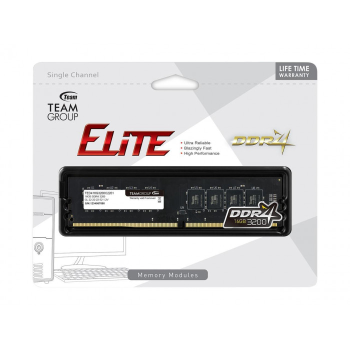 TEAMGROUP | ذاكرة سطح المكتب | Elite 16GB DDR4 3200 (PC4 25600)  | TED416G3200C2201