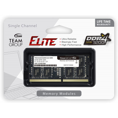 TEAMGROUP | ذاكرة لابتوب | Elite 32GB DDR4 3200 (PC4 25600)  | TED432G3200C22-S01