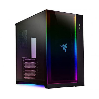 ليان لي| Dynamic Razer Edition Black Tempered glass ATX Mid Tower صندوق الكمبيوتر للالعاب|G99.O11DX.40