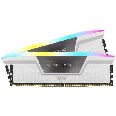 كورسير | بطاقة ذاكرة | VENGEANCE® RGB 32GB (2x16GB) DDR5 DRAM 6000MHz C36 Memory Kit — White | CMH32GX5M2D6000C36W