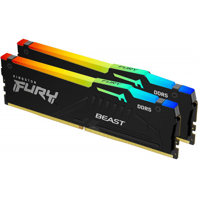 كينغستون | Technology Fury Beast RGB 32 جيجا بايت (2 × 16 جيجا بايت) 5600 ميجا بايت / ثانية DDR5 CL36 ذاكرة سطح المكتب | KF556C36BBEAK2-32