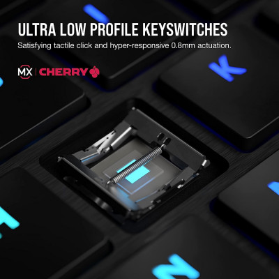 كورسير | لوحة مفاتيح الألعاب الميكانيكية K100 AIR WIRELESS RGB فائقة النحافة - CHERRY MX Ultra Low Profile Tactile | CH-913A01U-NA